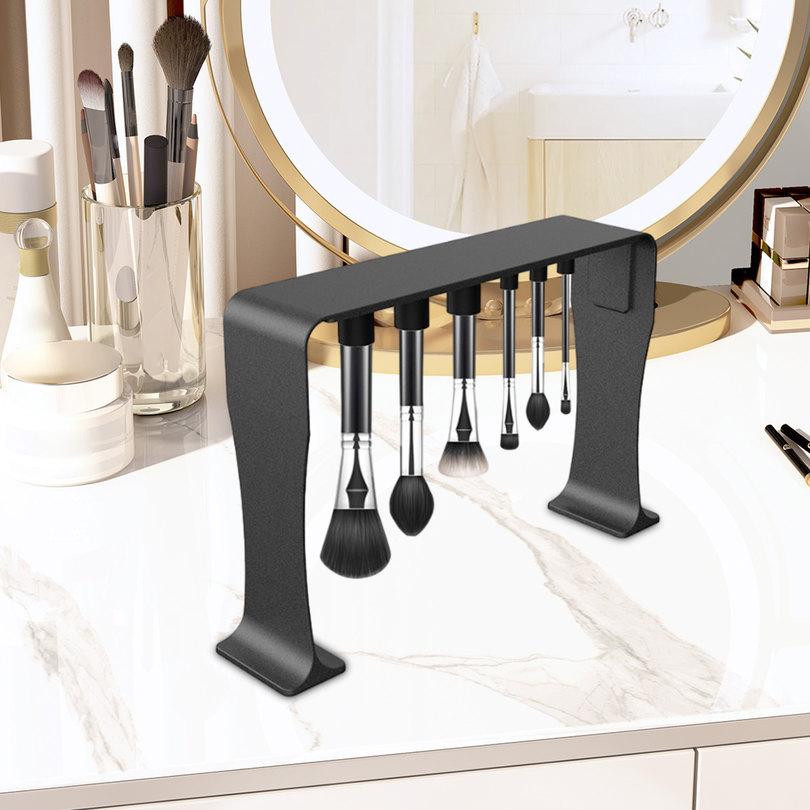 Jikolililili Makeup Brush Drying Rack, Magnetic Hanging, Makeup Brush Dryer Stand , for Storing and Drying Various Sizes and Types of Brushes - Black